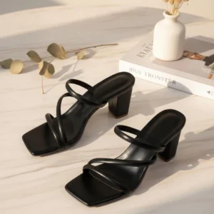 MODRIXFASHION Women Heels Sandal (Black , 5)