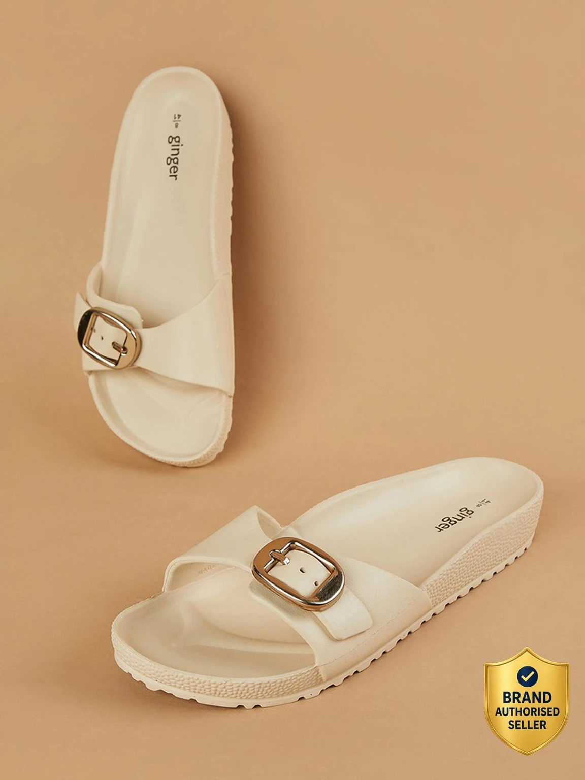 Ginger by Lifestyle Women Sandal (Beige , 6)