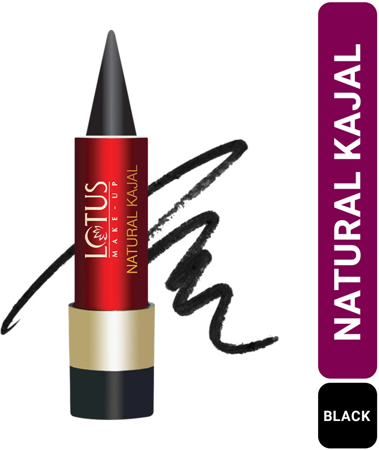 LOTUS MAKE - UP Natural Kajal WATERPROOF & LONG-LASTING (Black, 3.8 g)