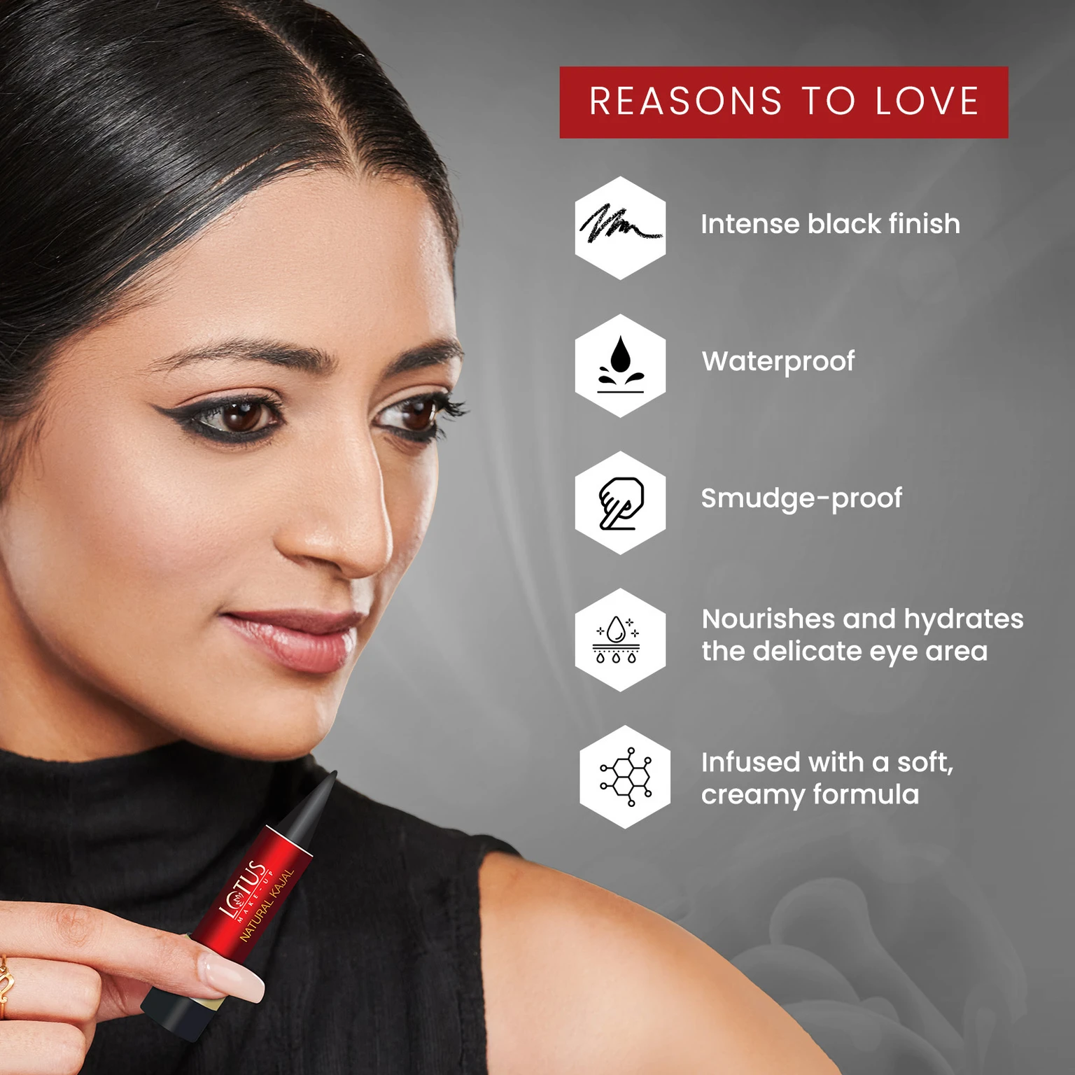 LOTUS MAKE - UP Natural Kajal WATERPROOF & LONG-LASTING (Black, 3.8 g) - Image 4