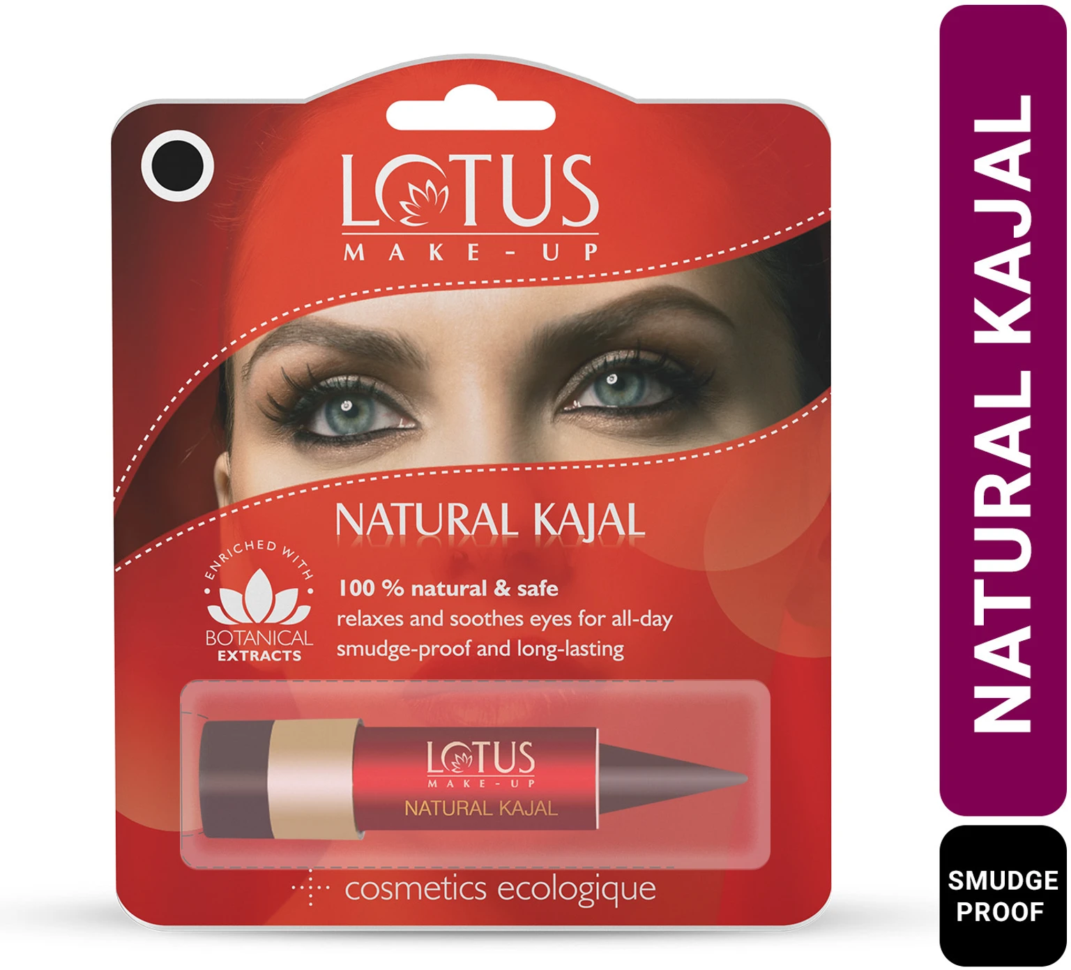 LOTUS MAKE - UP Natural Kajal WATERPROOF & LONG-LASTING (Black, 3.8 g) - Image 2
