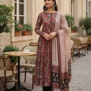 fashion hour Printed Anarkali Kurta, Bottom & Dupatta Set
