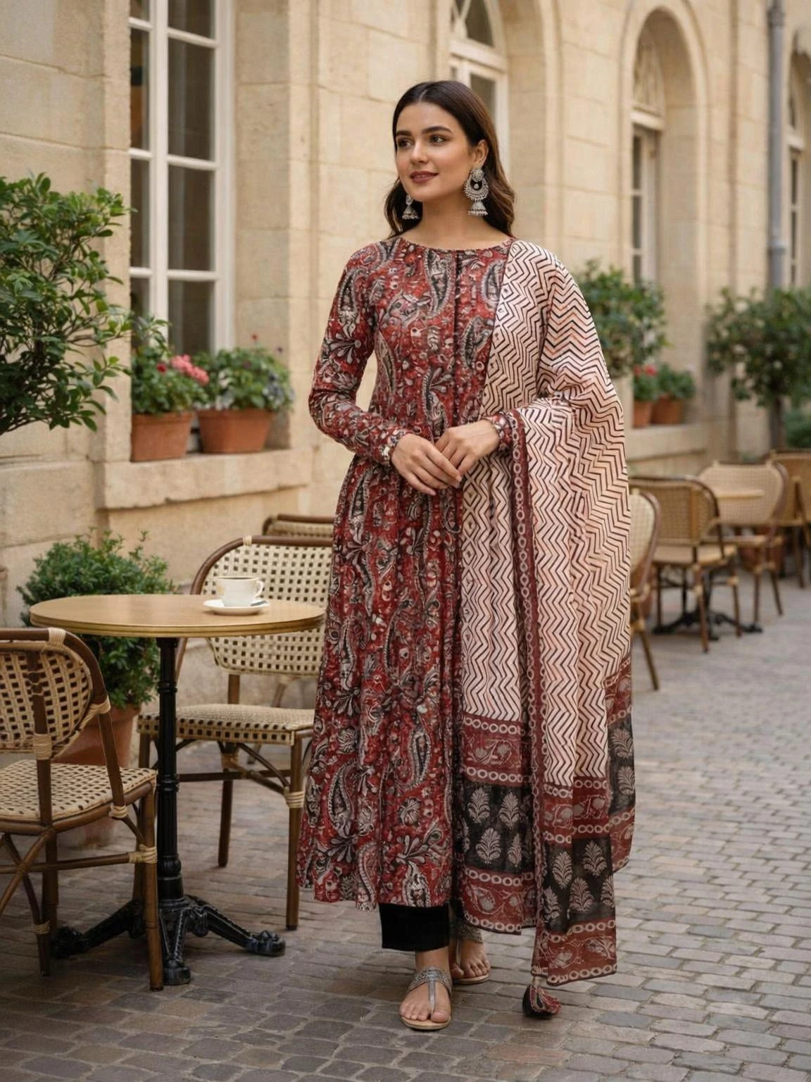 fashion hour Printed Anarkali Kurta, Bottom & Dupatta Set